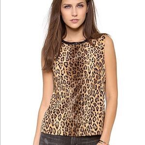 Milly leopard animal print leather shell top 4